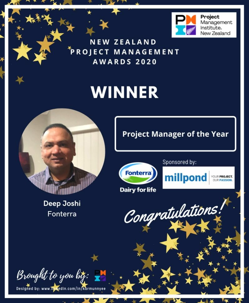 The Millpond Project Manager of the Year Award Winner: Deep Joshi - Fonterra